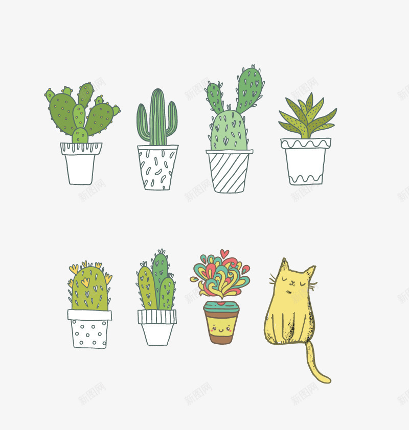 仙人掌png免抠素材_88icon https://88icon.com 动物 植物 猫咪 盆栽