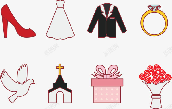 结婚素材婚礼图标图标
