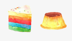 卡通彩虹蛋糕跟布丁素材