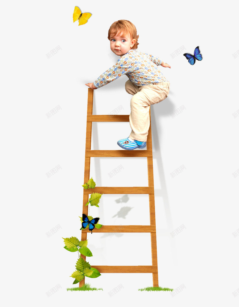 爬梯子小孩png免抠素材_88icon https://88icon.com 小孩 梯子 蝴蝶