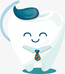 牙齿笑容戴领带的卡通牙齿图高清图片