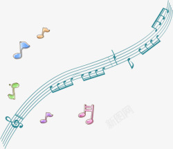 紫色曲线音乐元素音符五线谱高清图片