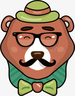 绿色领结戴绿帽子的熊爸爸高清图片