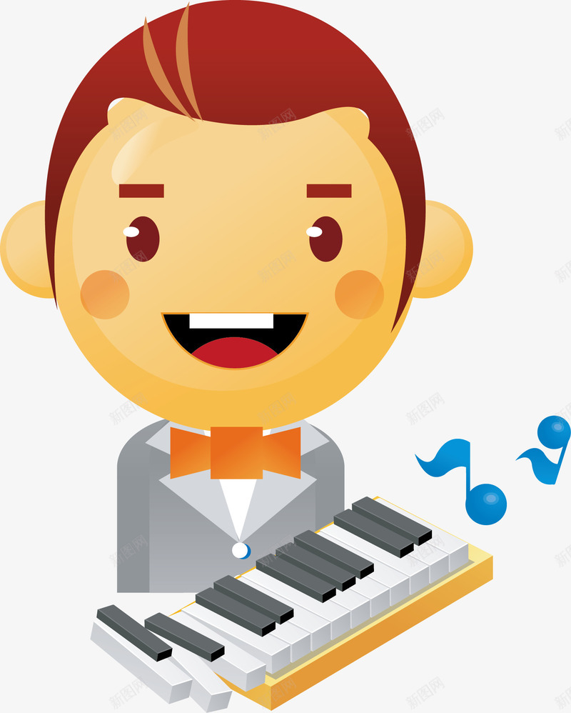 弹钢琴的小男孩png免抠素材_88icon https://88icon.com 卡通 嘿嘿 大笑 孩子 微笑 男孩 矢量孩子 钢琴 音符