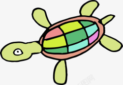 彩色绘本手绘卡通彩色乌龟高清图片