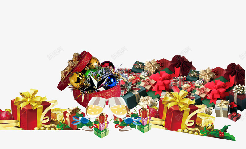 元旦礼物盒png免抠素材_88icon https://88icon.com 一堆礼物 彩色礼物 礼物盒
