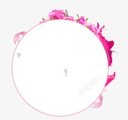 粉红色玫瑰花圆形边框纹理素材