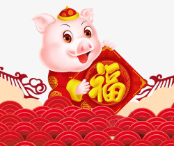 猪年猪宝宝手提礼盒2019中国风猪年高清图片