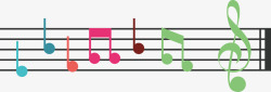 彩色钢琴手绘音符透明音符矢量图高清图片