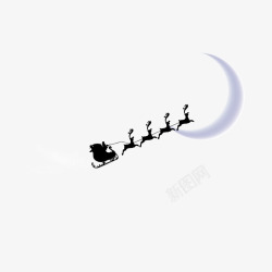 飞奔麋鹿圣诞节老人驾着麋鹿飞奔矢量图高清图片