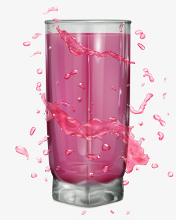 粉色饮料玻璃杯效果矢量图素材