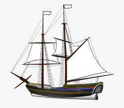 卡通帆船手绘简图素材
