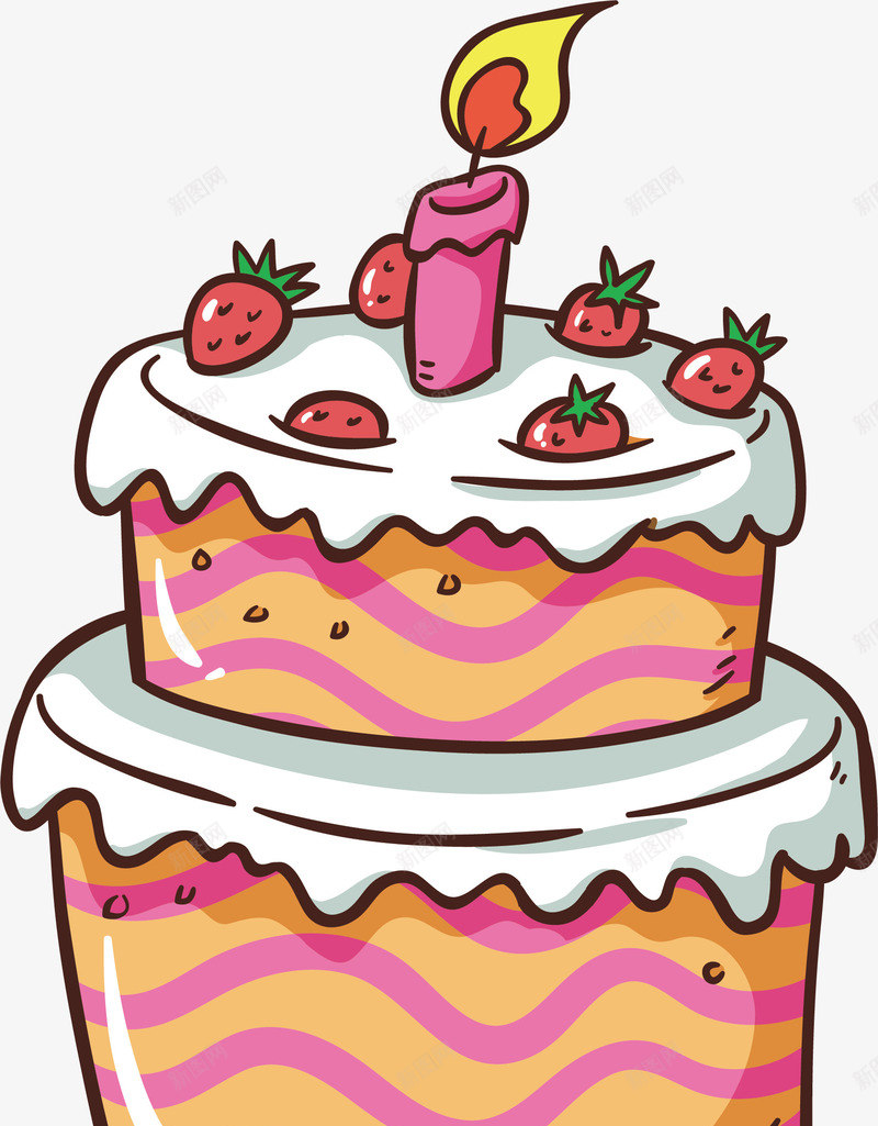 可爱的草莓奶油蛋糕矢量图eps免抠素材_88icon https://88icon.com 多层蛋糕 奶油蛋糕 矢量png 粉红色蛋糕 草莓蛋糕 蛋糕 矢量图