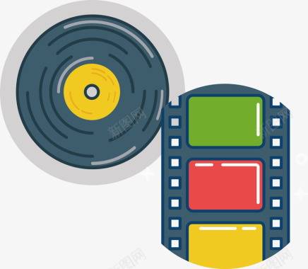 游戏控制器休闲娱乐音乐电影游戏光碟胶片元矢量图图标图标