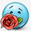 一粉色玫瑰表情符号玫瑰礼物爱图标图标