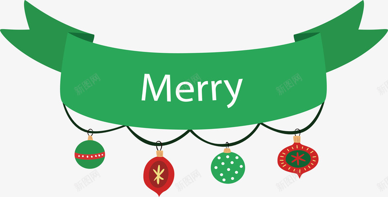 彩色圣诞球彩带png免抠素材_88icon https://88icon.com merryChristma merryChristmas 圣诞彩带 圣诞节 彩带标题框 矢量png 绿色彩带