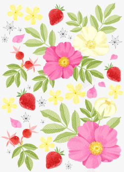 花朵草莓装饰图案素材