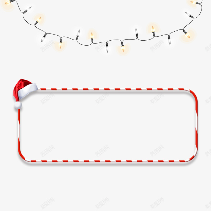 圣诞标签png免抠素材_88icon https://88icon.com 圣诞 平面 彩灯 标签 红色帽子 线条 节日 虚线