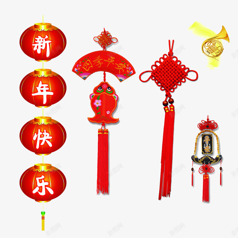 新年快乐png免抠素材_88icon https://88icon.com 2017鸡年素材 四季平安 恭贺新年 灯笼