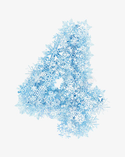 创意蓝色雪花数字4素材