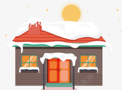 屋顶上的雪元素雪地房子矢量图高清图片