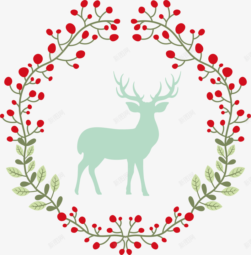 红色圣诞节麋鹿花圈png免抠素材_88icon https://88icon.com Christmas Merry 圣诞快乐 圣诞节 红色草圈 花圈 麋鹿