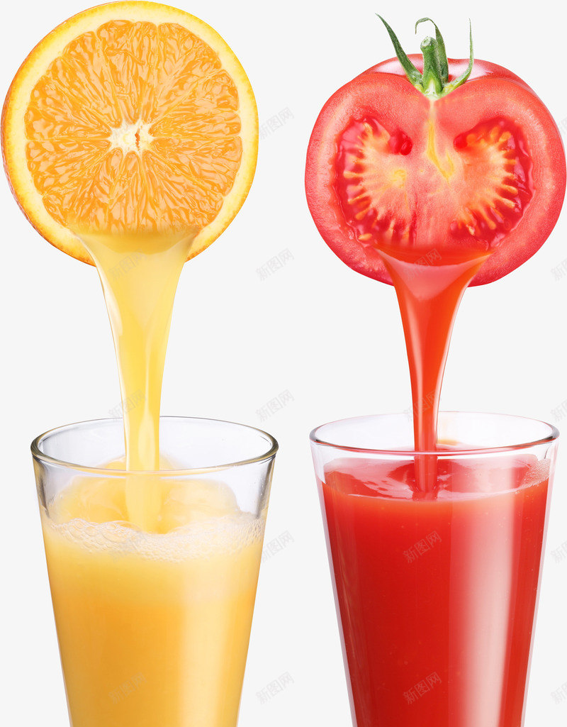 果汁饮料png免抠素材_88icon https://88icon.com 杯子 果汁 橙子 番茄 西红柿