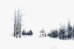 雪中树林房屋素材