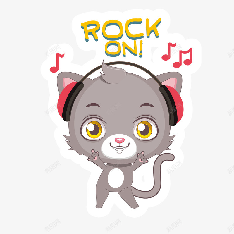 rockonpng免抠素材_88icon https://88icon.com 听歌 呆萌 手绘猫咪 猫咪卡通 猫咪老师 猫咪脚印 猫咪表情 音乐