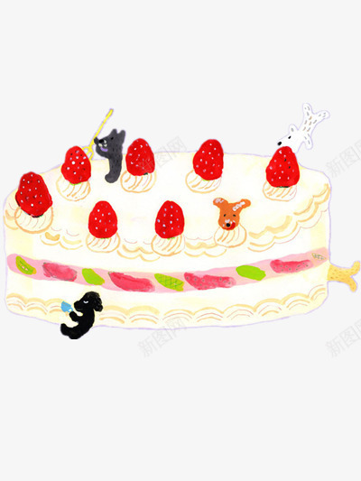 水果生日蛋糕png免抠素材_88icon https://88icon.com 奶油 红色 草莓 食物