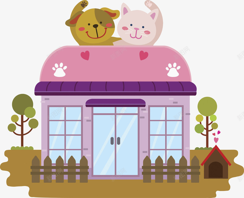 简约宠物超市图png免抠素材_88icon https://88icon.com 创意的 卡通 商店 宠物超市 插图 粉色的 高兴的