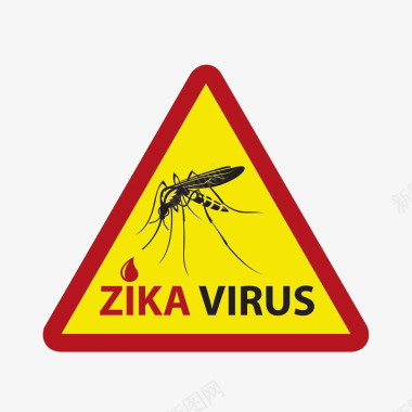 卡通病毒细胞体三角形警示禁止蚊子传染奇卡病毒图标图标