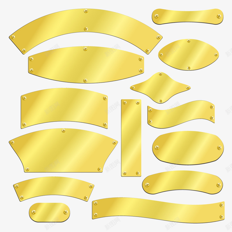 金色装饰牌矢量图ai免抠素材_88icon https://88icon.com 奢华 节日 金色 金色矢量 钉子 矢量图