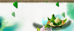 竹叶船绿色清新粽子端午节海报背景高清图片