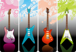 四款新潮吉他矢量素材四款潮流吉他乐器矢量图高清图片