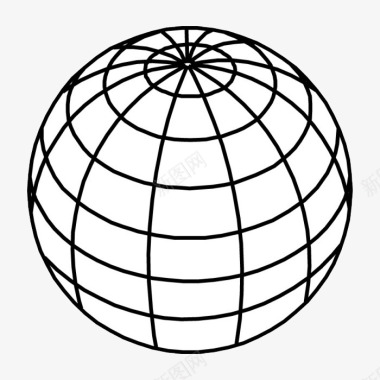 超黑立体风格地球经纬线装饰图标图标