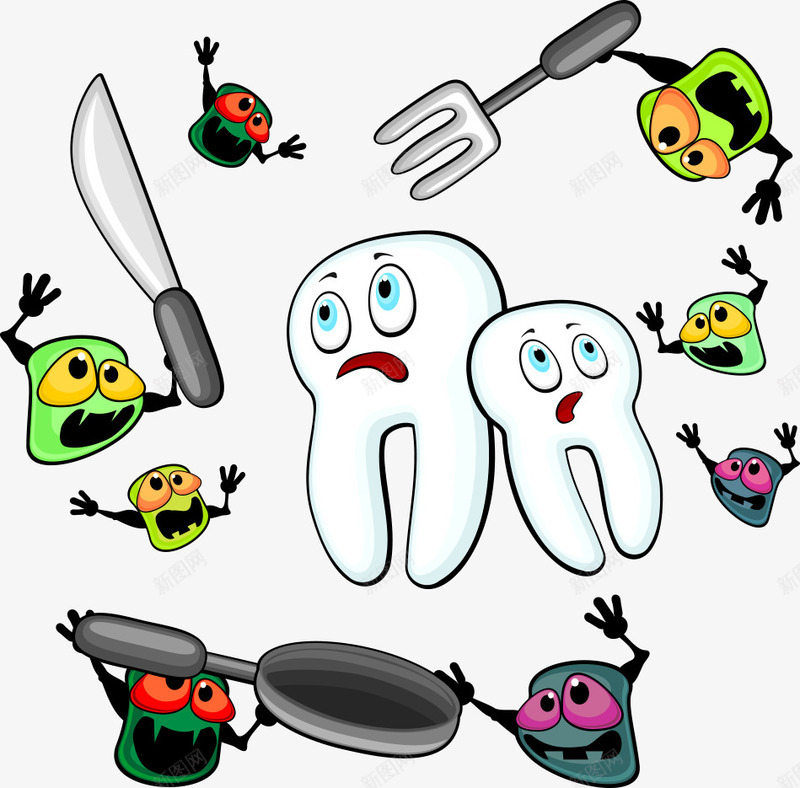 牙齿病毒png免抠素材_88icon https://88icon.com 创意牙齿 卡通牙齿 小刀 牙齿 病毒 矢量牙齿