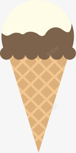 水彩甜筒冰淇淋矢量图素材
