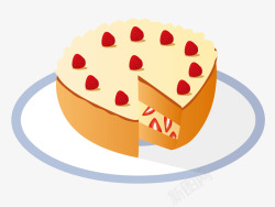 芝士奶油圆形手绘蛋糕草莓手绘蛋矢量图素材