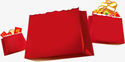 红色圣诞节手提袋标签素材