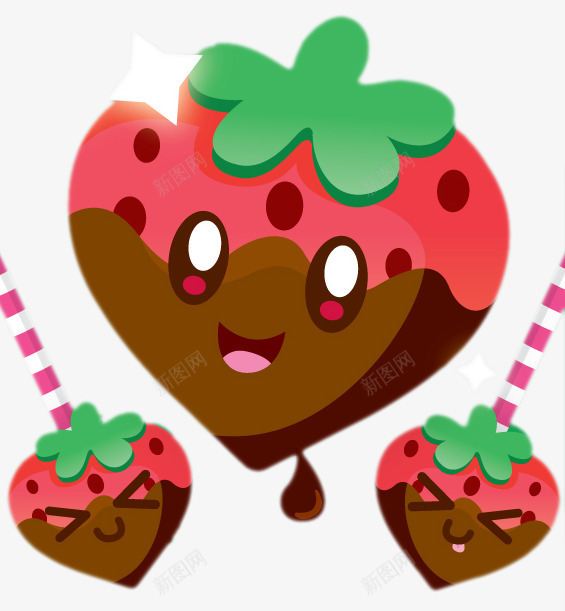 草莓和巧克力酱png免抠素材_88icon https://88icon.com 可爱 巧克力 甜点 美食 草莓