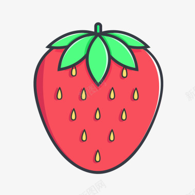 草莓平底锅红色手绘圆弧草莓元素矢量图图标图标