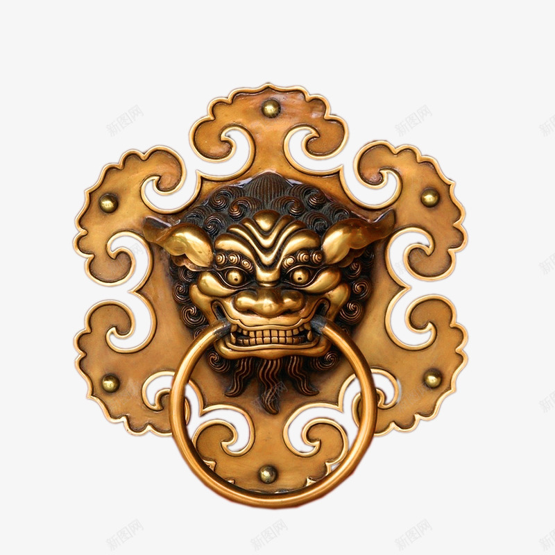 金属中国风狮子头门环png免抠素材_88icon https://88icon.com 中国风 狮子头 金属质感 铁门 门扣 门环