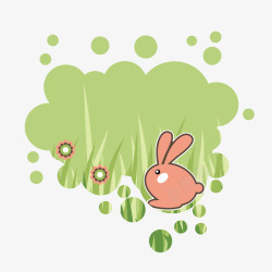 绿色卡通小兔子背景装饰矢量图素材