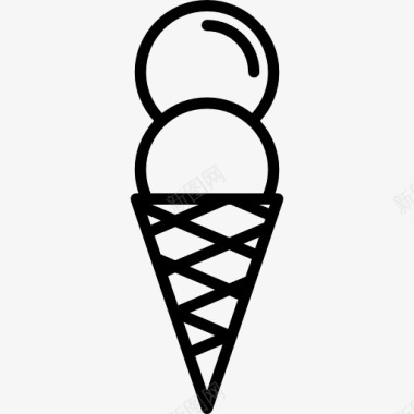 夏季冷饮蛋卷冰淇凌两球图标图标