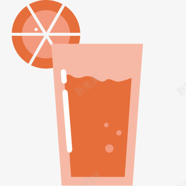 鲜榨果汁红色扁平化果汁元素矢量图图标图标