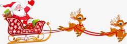 冬日老人圣诞节卡通拉车麋鹿高清图片