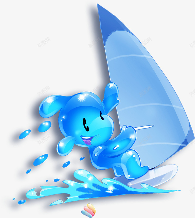 卡通蓝色海边帆船png免抠素材_88icon https://88icon.com 单体帆船 卡通 帆船 海边 蓝色