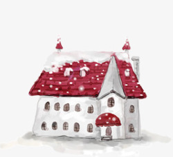 手绘红色圣诞节房子素材