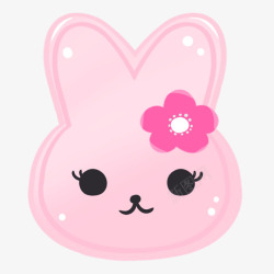 粉色卡通小兔子粉花朵素材